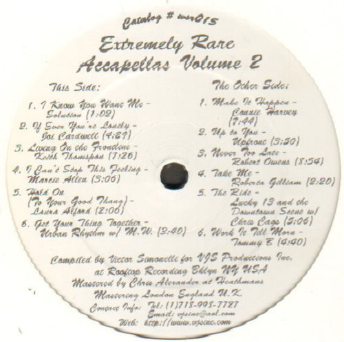 Various - Extremely Rare Accapellas Volume 2 | West Side Records (WSR 015)