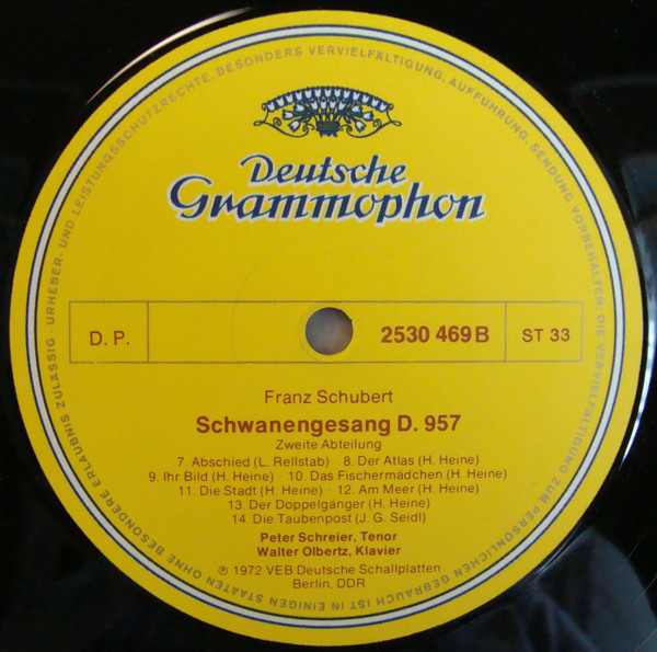 Franz Schubert , Peter Schreier , Walter Olbertz - Schwanengesang | Deutsche Grammophon (2530 469) - 3