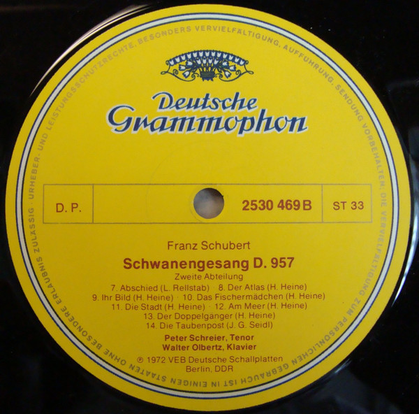 Franz Schubert , Peter Schreier , Walter Olbertz - Schwanengesang | Deutsche Grammophon (2530 469) - 4