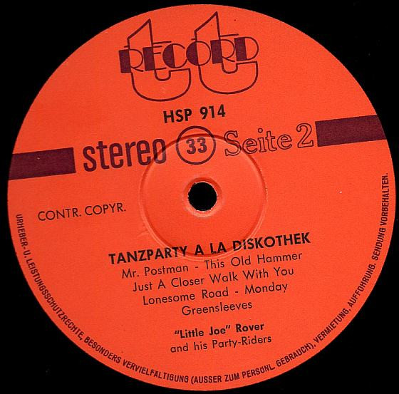 "Little Joe" Rover And His Party-Riders - Tanzparty À La Discothek | TT Record (HSP 914) - 4