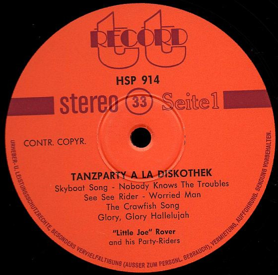 "Little Joe" Rover And His Party-Riders - Tanzparty À La Discothek | TT Record (HSP 914) - 3