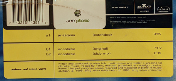 Anastasia - Anastasia | Stereophonic (STEREOPHONIC 011) - 5 Anastasia - Anastasia | Stereophonic (STEREOPHONIC 011) - 5