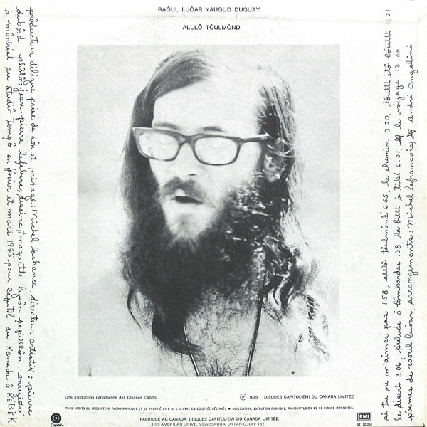 Raôul Duguay - Alllô Tôulmônd | Capitol Records (ST 70.036) - 2 Raôul Duguay - Alllô Tôulmônd | Capitol Records (ST 70.036) - 2