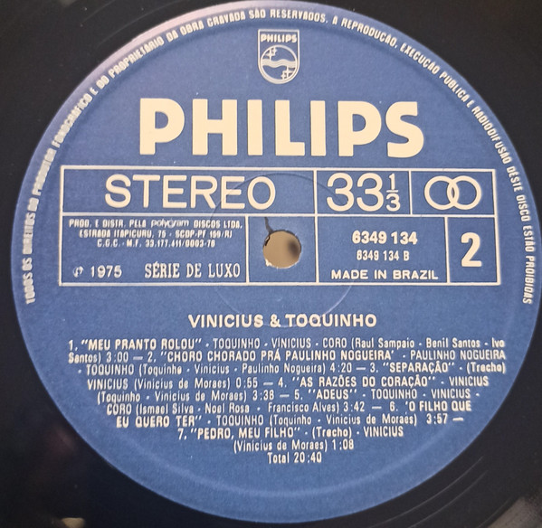Toquinho & Vinicius - Vinicius / Toquinho | Philips (6349 134) - 3 Toquinho & Vinicius - Vinicius / Toquinho | Philips (6349 134) - 3