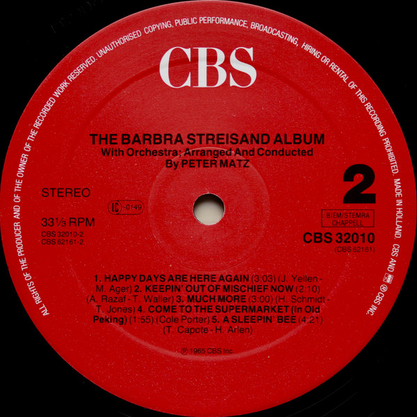 Barbra Streisand - The Barbra Streisand Album | CBS (32010) - 4