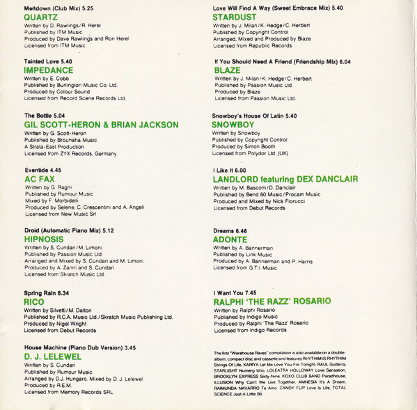 Various - Warehouse Raves 2 | Rumour Records (CDRUMD 102) - 4