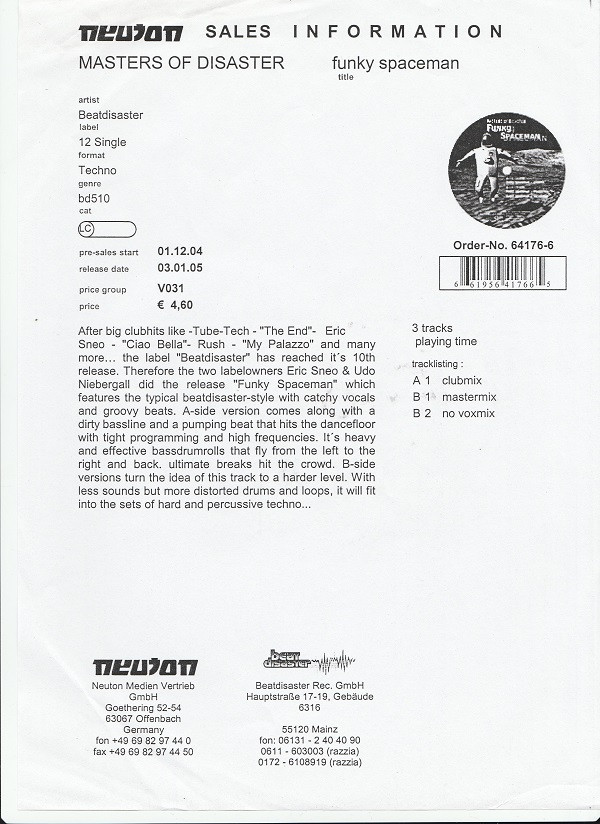 Masters Of Disaster - Funky Spaceman | Beatdisaster Records (BD510)