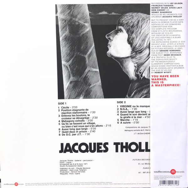 Jacques Thollot - Quand Le Son Devient Aigu, Jeter La Girafe À La Mer. | SouffleContinu Records (FFL049) - 2