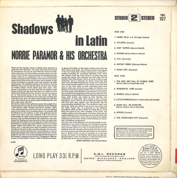 Norrie Paramor And His Orchestra - Shadows In Latin | Columbia (TWO 107) - 2 Norrie Paramor And His Orchestra - Shadows In Latin | Columbia (TWO 107) - 2