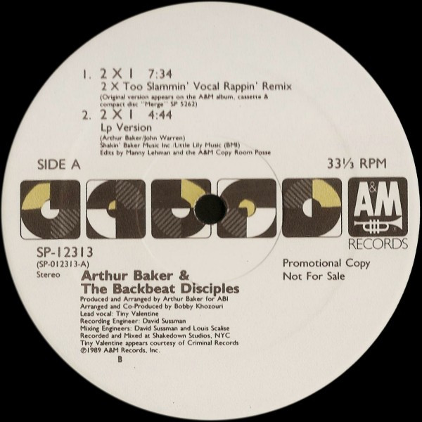 Arthur Baker And The Backbeat Disciples - 2 X 1 | A&M Records (SP-12313)