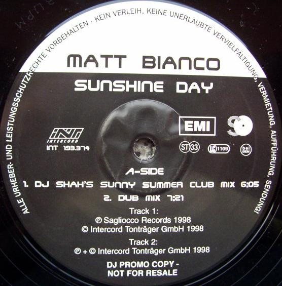 Matt Bianco - Sunshine Day | Intercord (INT 193.374)
