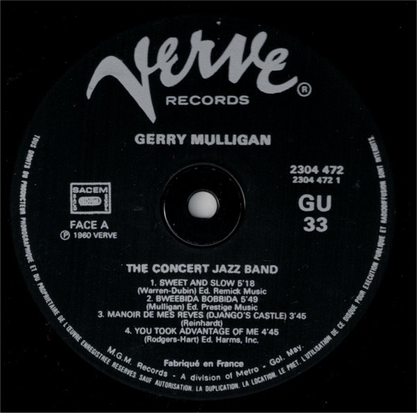 Gerry Mulligan - The Concert Jazz Band | Verve Records (2304 472) - 3