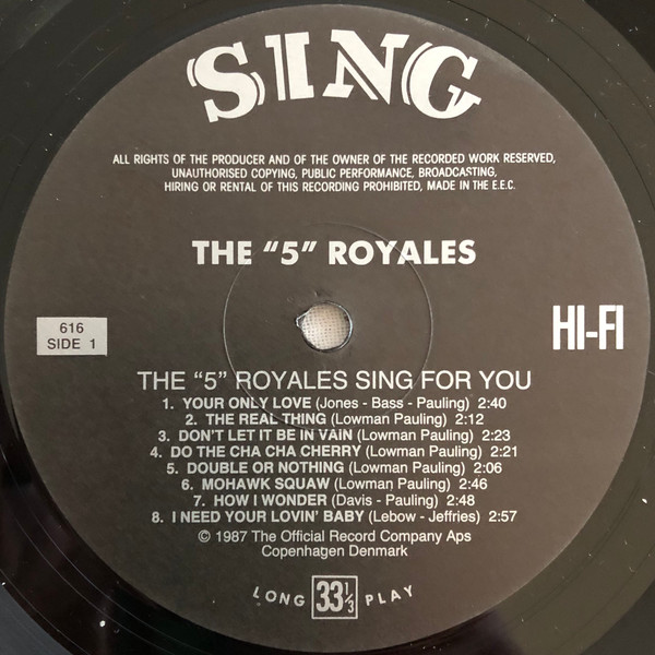 The 5 Royales - Sing For You | Sing (616) - 3 The 5 Royales - Sing For You | Sing (616) - 3