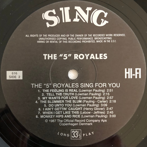 The 5 Royales - Sing For You | Sing (616) - 4 The 5 Royales - Sing For You | Sing (616) - 4