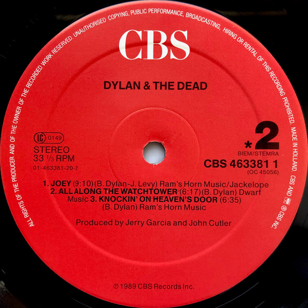 Bob Dylan & The Grateful Dead - Dylan & The Dead | CBS (CBS 463381 1) - 4