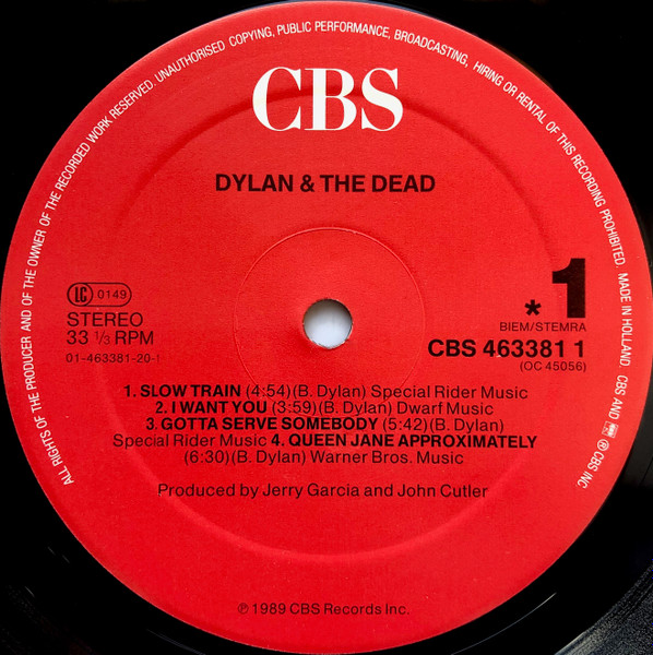 Bob Dylan & The Grateful Dead - Dylan & The Dead | CBS (CBS 463381 1) - 3