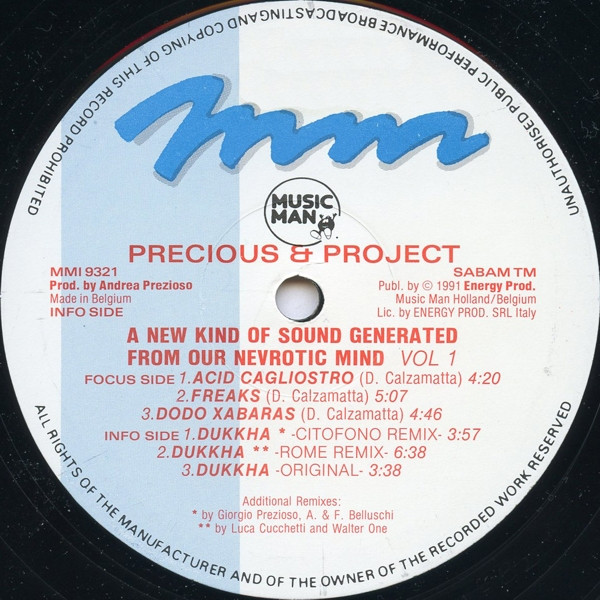 Precious X Project - A New Kind Of Sound Generated From Our Nevrotic Mind Vol.1 | Music Man Records (MMI 9321)