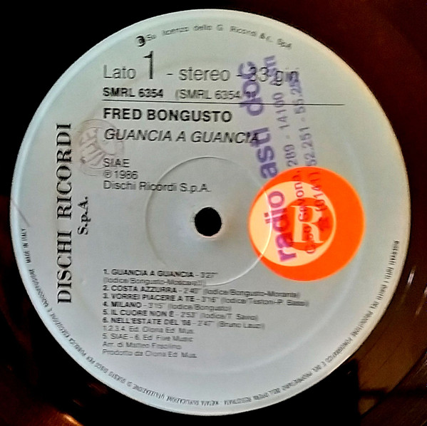 Fred Bongusto - Guancia A Guancia | Ricordi (SMRL 6354) - 3
