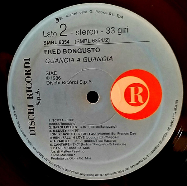 Fred Bongusto - Guancia A Guancia | Ricordi (SMRL 6354) - 4