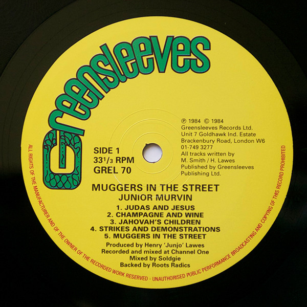 Junior Murvin - Muggers In The Street | Greensleeves Records (GREL 70) - 3