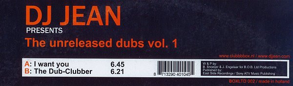DJ Jean - The Unreleased Dubs Vol. 1 | Clubbb Box (BOXLTD 002) - 2