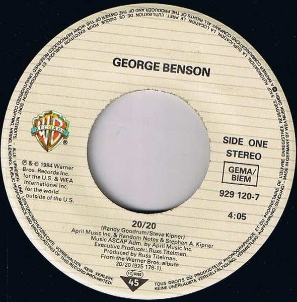 George Benson - 20/20 | Warner Bros. Records (929 120-7) - 3