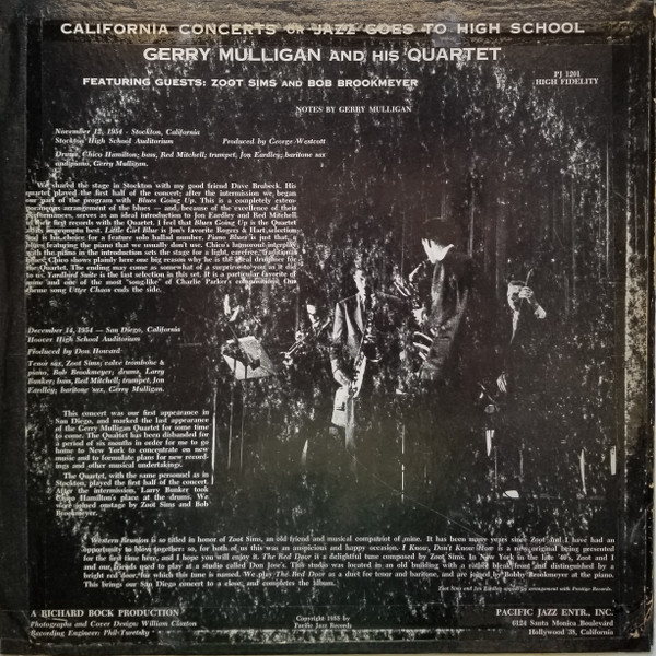 Gerry Mulligan - California Concerts | Pacific Jazz (PJ 1201) - 2 Gerry Mulligan - California Concerts | Pacific Jazz (PJ 1201) - 2