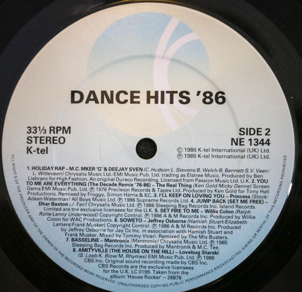 Various - Dance Hits '86 | K-Tel (NE 1344) - 4
