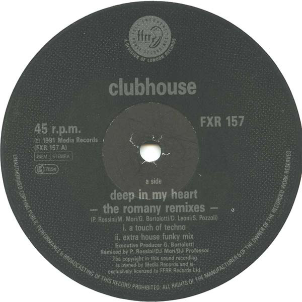 Club House vs. Cappella - Deep In My Heart - The Romany Remixes / Everybody Remixed! | FFRR (FXR 157)