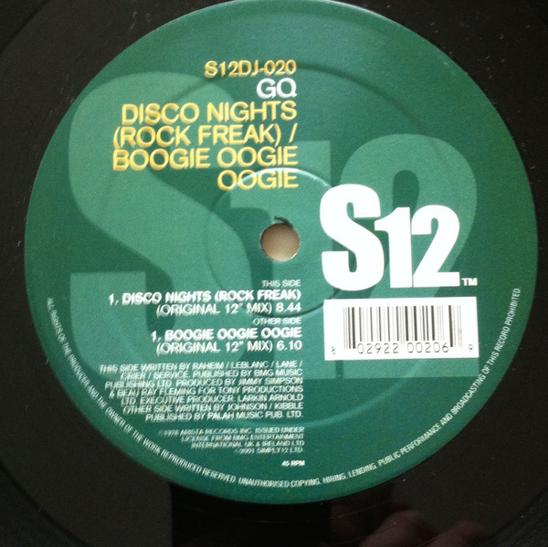 GQ - Disco Nights (Rock Freak) / Boogie Oogie Oogie | S12 (S12DJ-020)