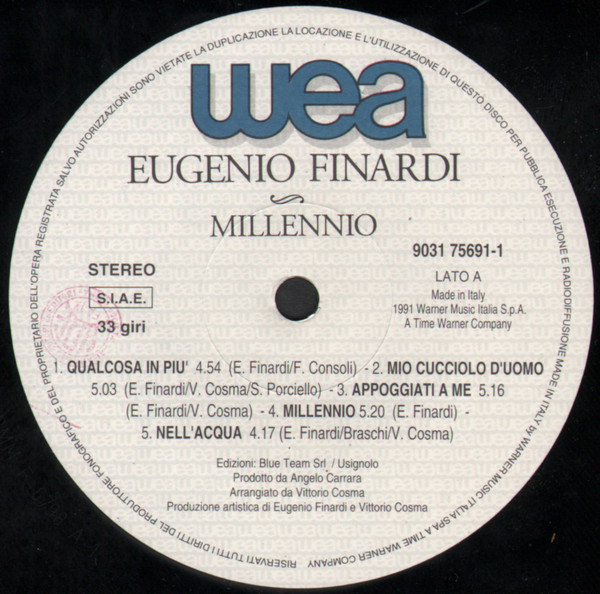 Eugenio Finardi - Millennio | WEA (9031 75691-1)