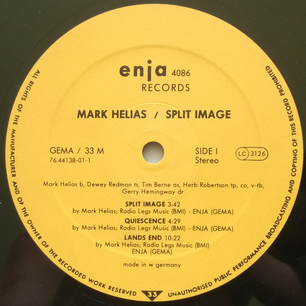 Mark Helias - Gerry Hemingway - Dewey Redman - Tim Berne - Herb Robertson - Split Image | Enja Records (4086) - 3