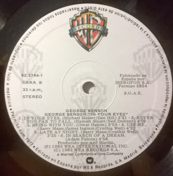 George Benson - In Your Eyes | Warner Bros. Records (92 3744-1) - 4