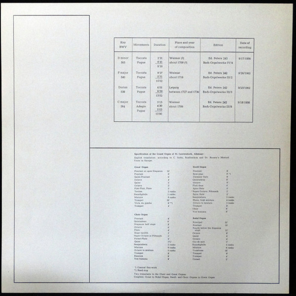 Johann Sebastian Bach - Helmut Walcha - Organ Works: BWV 565, 540, 538, 564 | Archive Production (ARC 3204) - 4