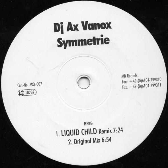 DJ Ax Vanox - Symmetrie | MB Records (MXY-007) - main DJ Ax Vanox - Symmetrie | MB Records (MXY-007) - main