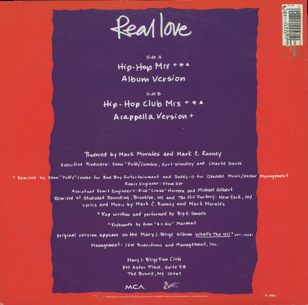 Mary J. Blige - Real Love | Uptown Records (UPT12 54456) - 2