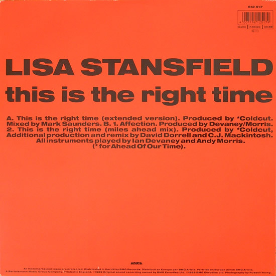 Lisa Stansfield - This Is The Right Time | Arista (612 517) - 2
