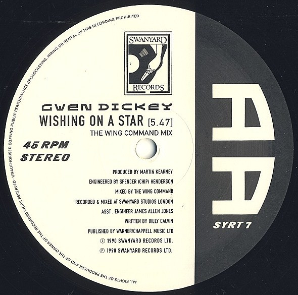 Gwen Dickey - Car Wash / Wishing On A Star | Swanyard Records Ltd (SYRT 7) - 3