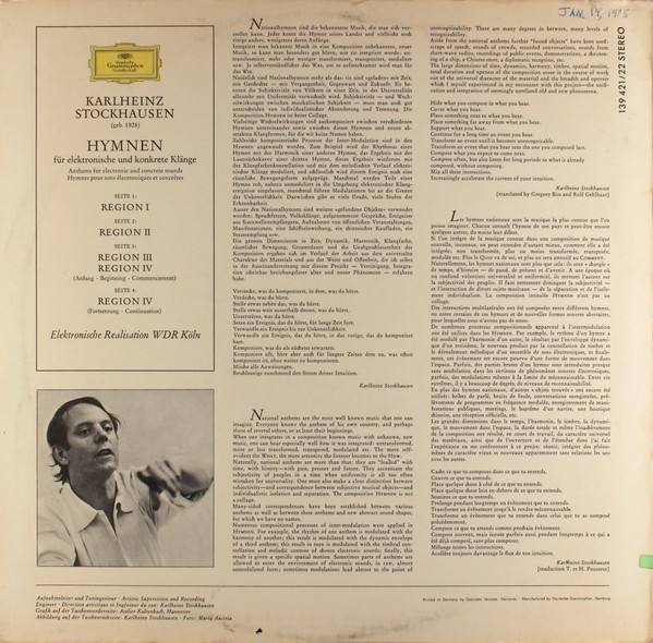 Karlheinz Stockhausen - Hymnen | Deutsche Grammophon (139 421/22) - 4