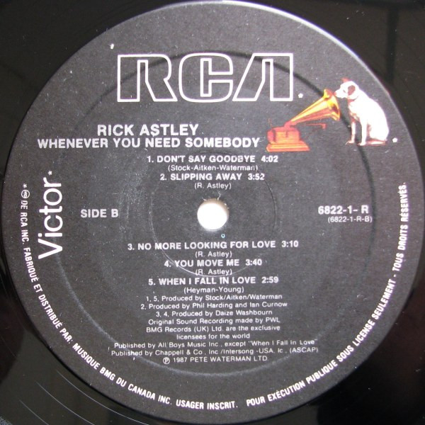 Rick Astley - Whenever You Need Somebody | RCA Victor (6822-1-R) - 4 Rick Astley - Whenever You Need Somebody | RCA Victor (6822-1-R) - 4