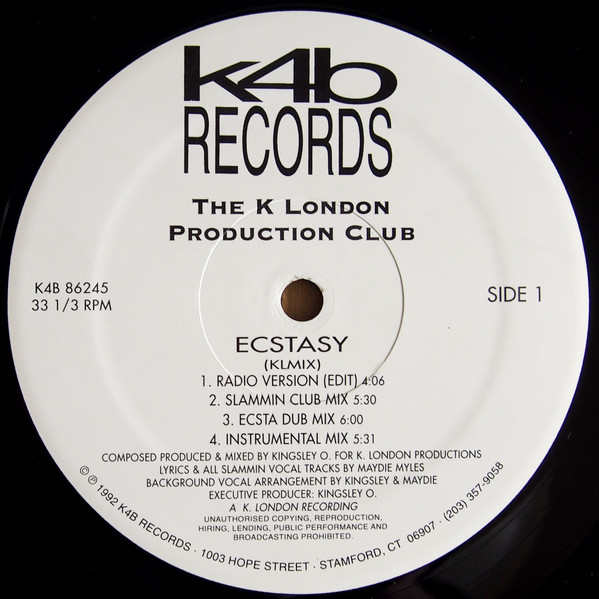 The K London Production Club - Ecstasy / Don't Play With Me | K4B Records (K4B 86245)