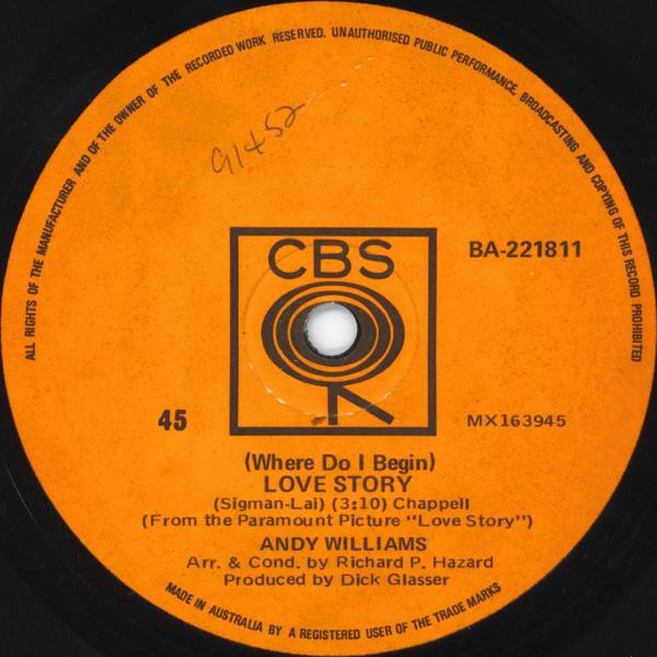 Andy Williams - (Where Do I Begin) Love Story | CBS (BA-221811)