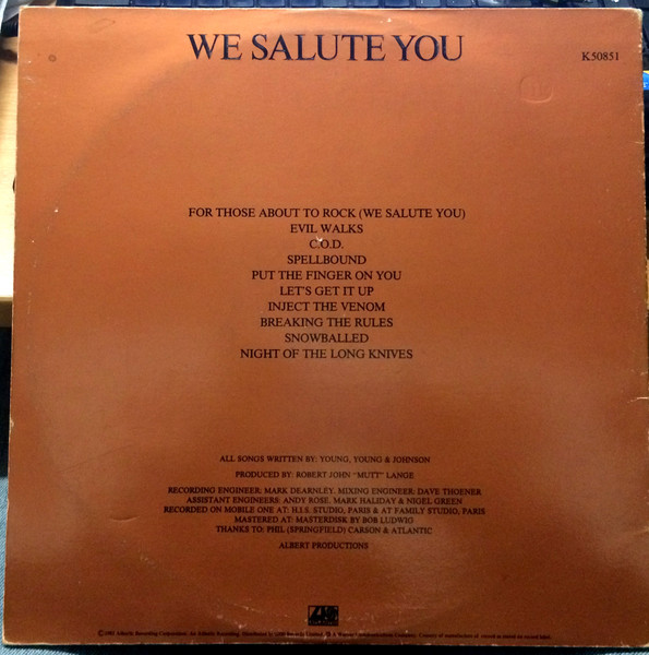 AC/DC - For Those About To Rock We Salute You | Atlantic (K 50851) - 2