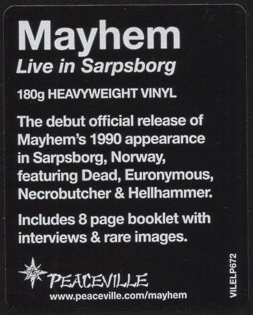 Mayhem - Live In Sarpsborg | Peaceville (VILELP672) - 3