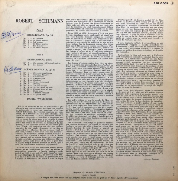 Robert Schumann , Daniel Wayenberg - Kreisleriana - Scènes D’enfants | Ducretet Thomson (350 C 003) - 2