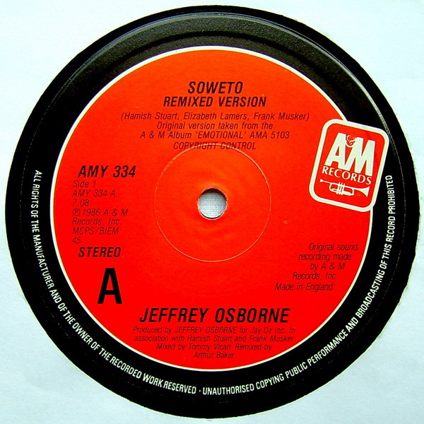 Jeffrey Osborne - Soweto | A&M Records (AMY 334) - 2 Jeffrey Osborne - Soweto | A&M Records (AMY 334) - 2