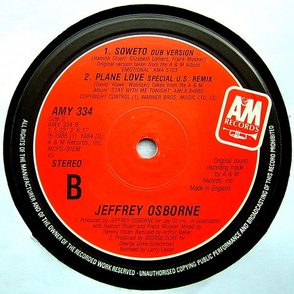 Jeffrey Osborne - Soweto | A&M Records (AMY 334) - 3 Jeffrey Osborne - Soweto | A&M Records (AMY 334) - 3