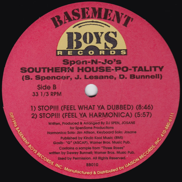 Spen-N-Jo's Southern House-Po-Tality - Stop!!! (Feel What Ya Wont) | Basement Boys Records (BB010) - 2 Spen-N-Jo's Southern House-Po-Tality - Stop!!! (Feel What Ya Wont) | Basement Boys Records (BB010) - 2