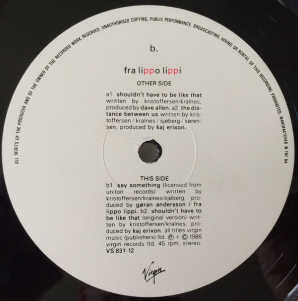 Fra Lippo Lippi - Shouldn't Have To Be Like That | Virgin (VS 831-12) - 3 Fra Lippo Lippi - Shouldn't Have To Be Like That | Virgin (VS 831-12) - 3