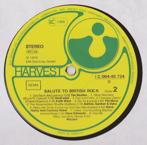 Various - Salute To British Rock | Harvest (1C 064-45 724) - 4
